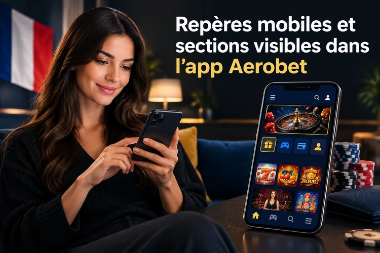 Repères mobiles et sections visibles dans l'app Aerobet